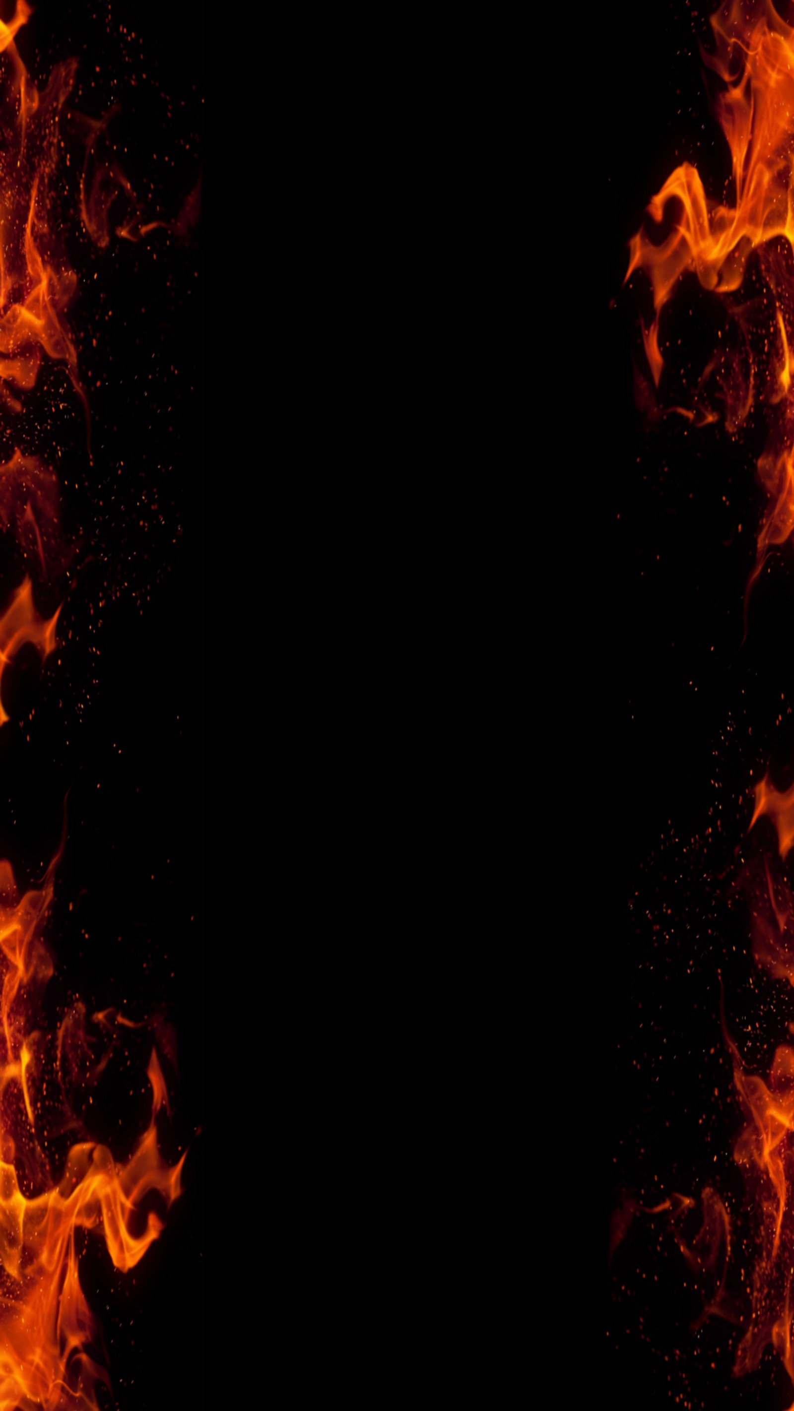 Flames are burning in the dark with a black background (edge, fire, flames)