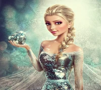 Rainha Elsa Segurando um Coração de Cristal