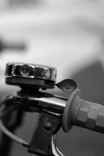 Vintage Bike Bell on Handlebars in Black and White