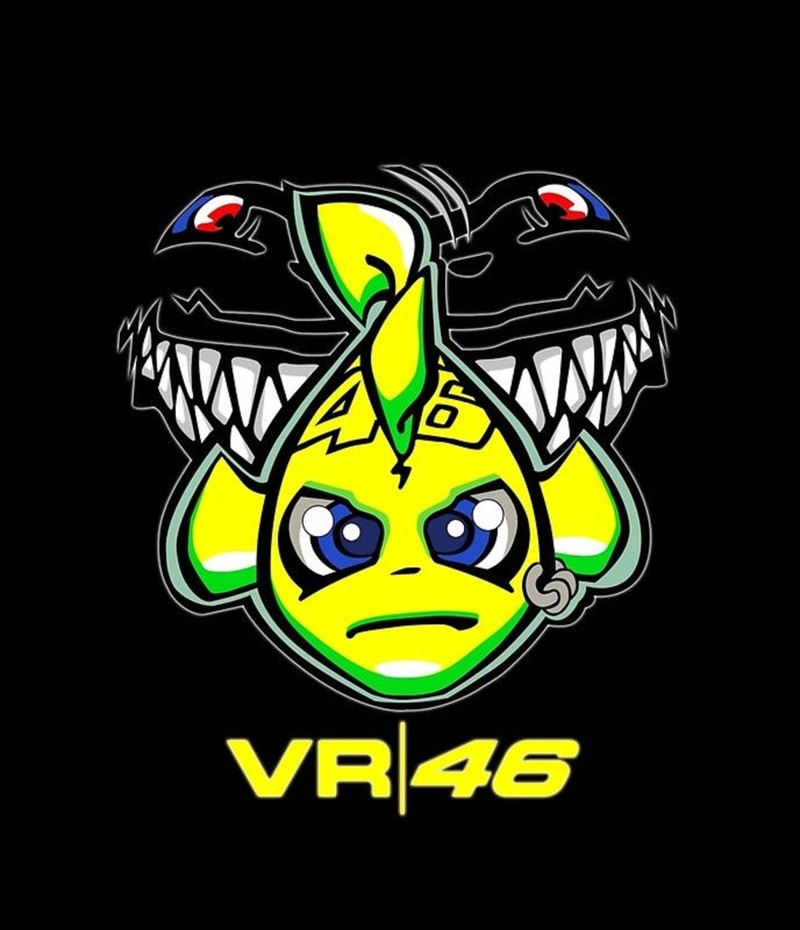 Близкий план мультяшного персонажа с бананом (валентино росси, valentino rossi, rossi fish, vr46 fish, valle 46)