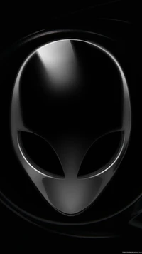 Mysterious Black Alien Face on a Dark Background