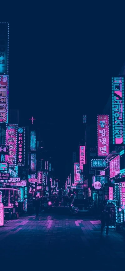 Neon Cityscape: Aesthetic Blue and Purple Urban Vibes