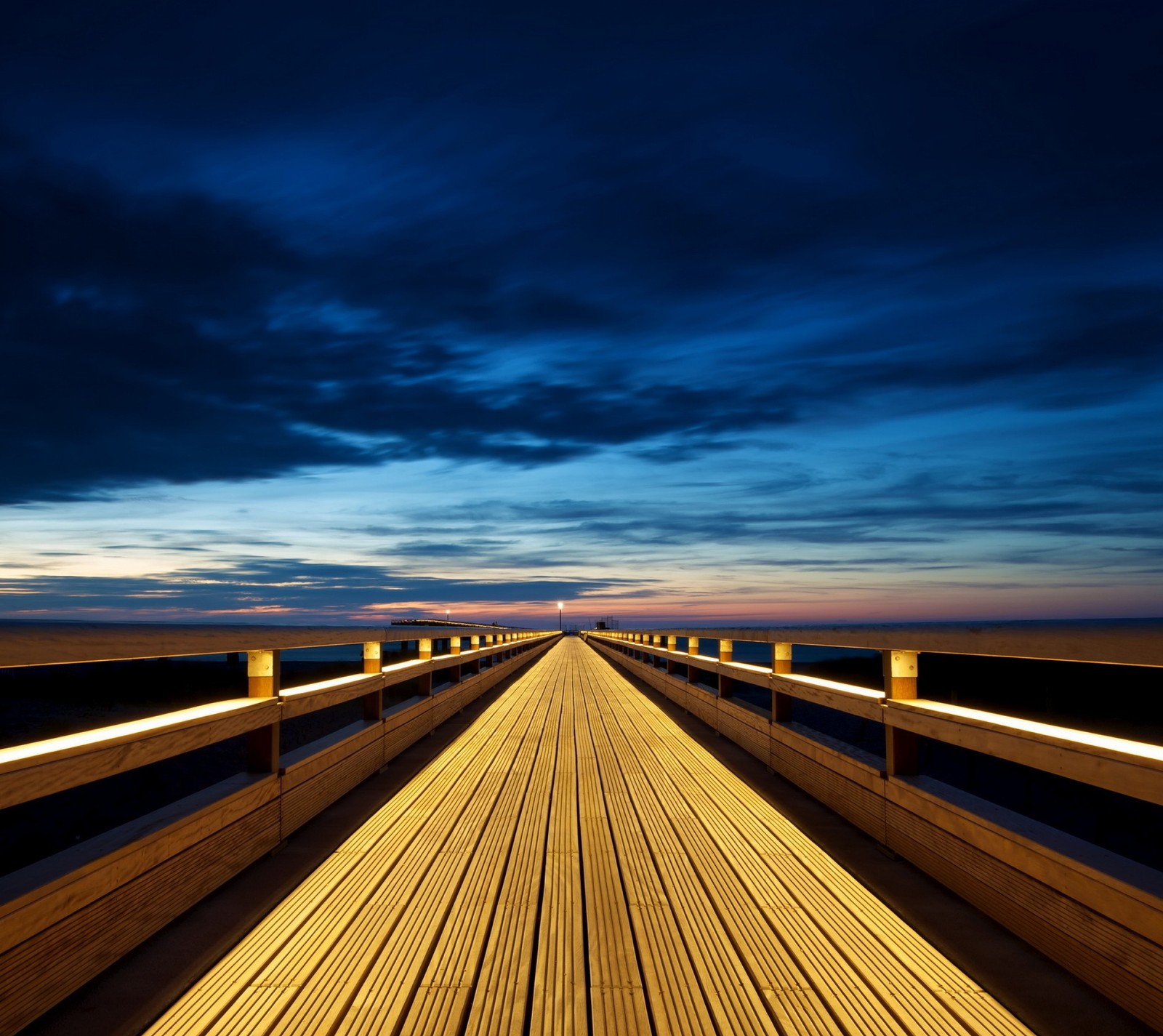 Download bridge, landscape, pier, straight wallpapers, sunset for free