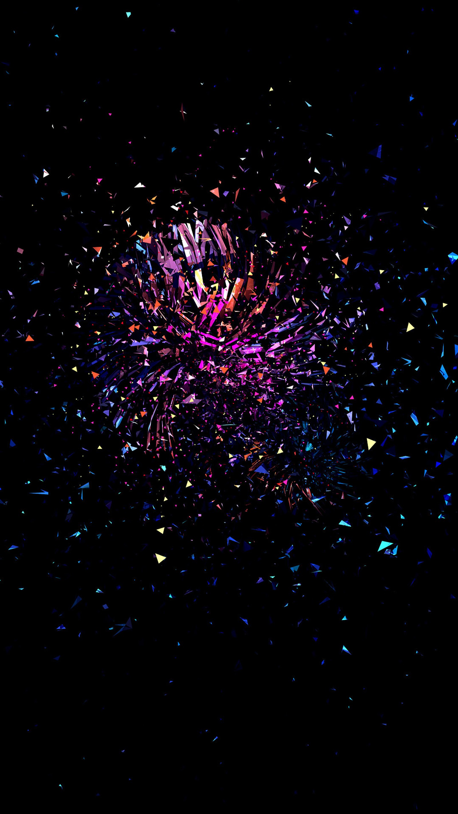 Araffes of confetti on a black background with a black background (abstract, beauty design, black, colorful)