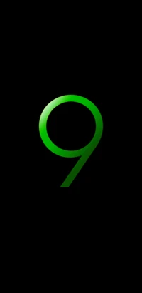 Green Number 9 on Black Background