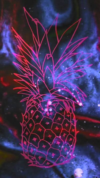 Abstract Pineapple Illustration with Vibrant Color Swirls