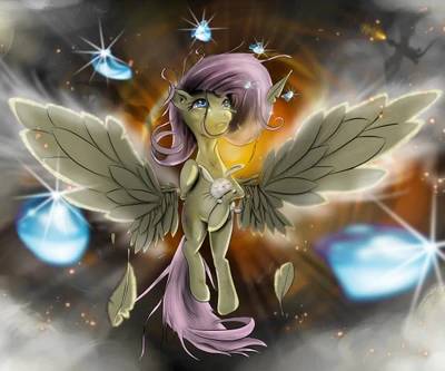 anjo, fluttershy, amizade, pequeno, magia