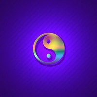 Símbolo Yin Yang vibrante em fundo roxo escuro