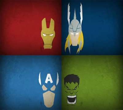 Ikonische Marvel-Helden: Iron Man, Thor, Captain America und Hulk