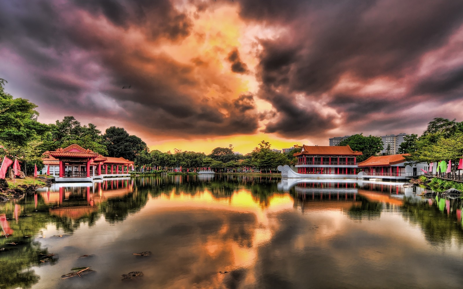 japan, reflection, nature, water, cloud wallpaper