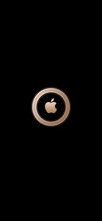 Apple-Logo in Gold auf schwarzem Hintergrund umrandet