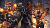 Personnages dynamiques d'Overwatch en action : Une fusion de puissance et de stratégie