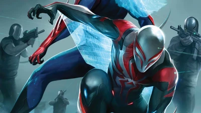 Spider-Man 2099 Faces Off Against Armed Adversaries