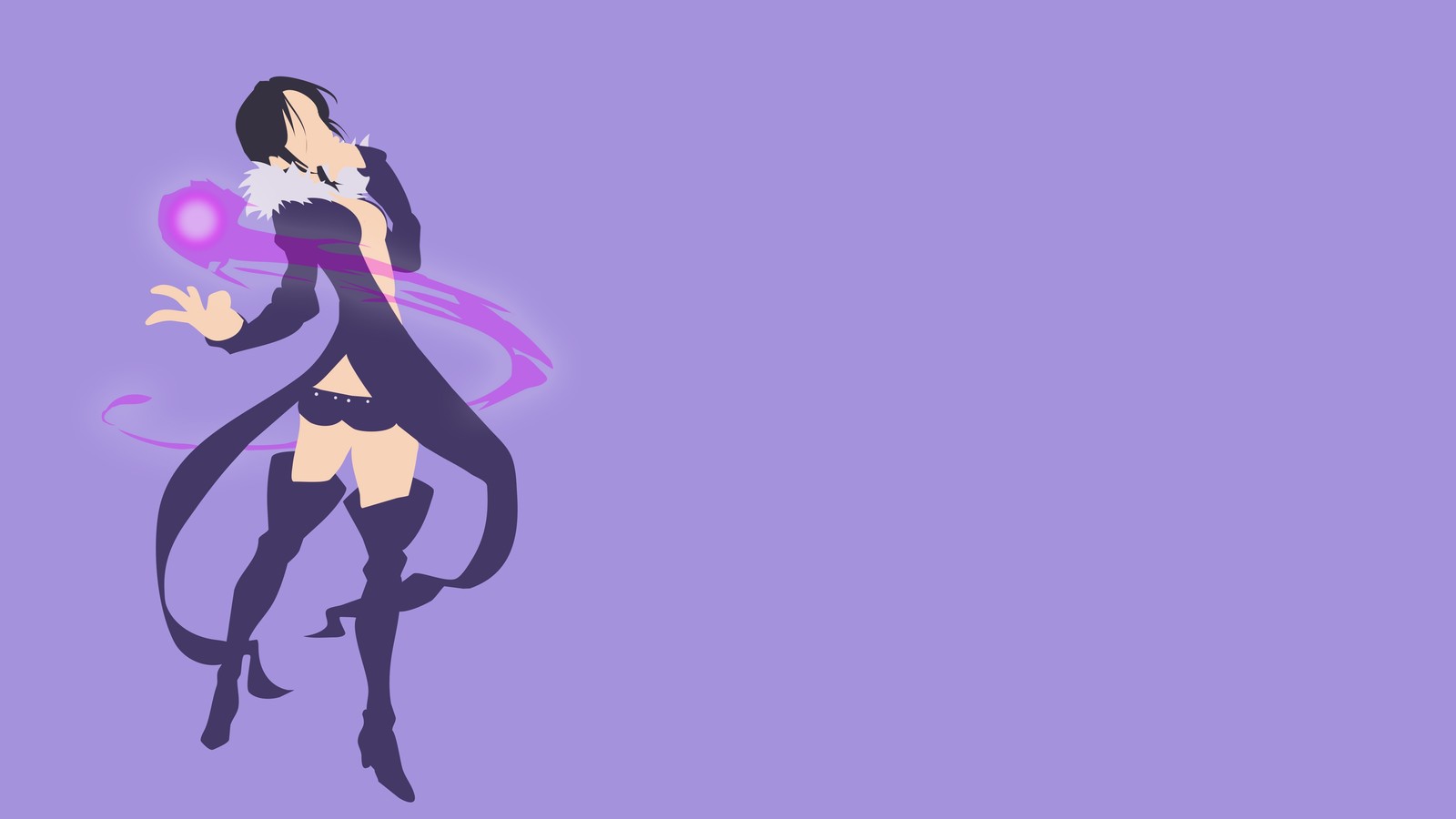 A woman in a black dress holding a purple ball (merlin, minimalist, minimalism, nanatsu no taizai, the seven deadly sins)