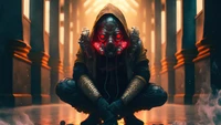 sci fi, assassin, gas, mask, ai art wallpaper