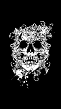 Intricate Skull Design with Floral Patterns and Dark Aesthetic