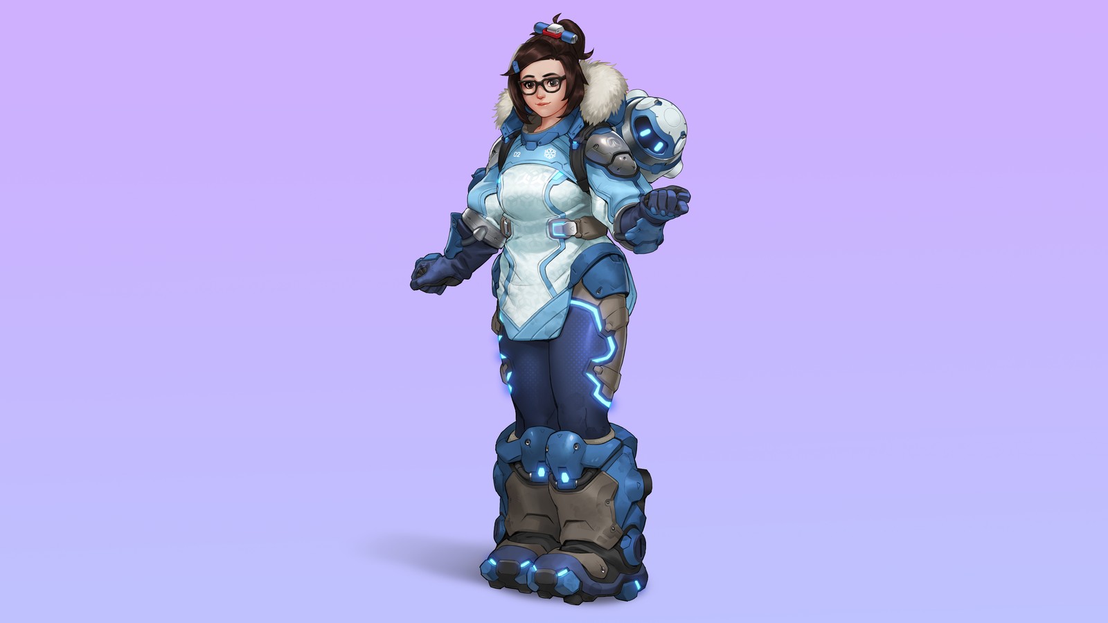 Une femme en tenue bleue et blanche se tenant sur un rocher (overwatch 2, jeu vidéo, overwatch, mei)