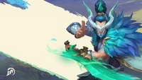 Mestre Yi Dragão, empunhando o poder do Dragão Zéfiro em League of Legends: Wild Rift