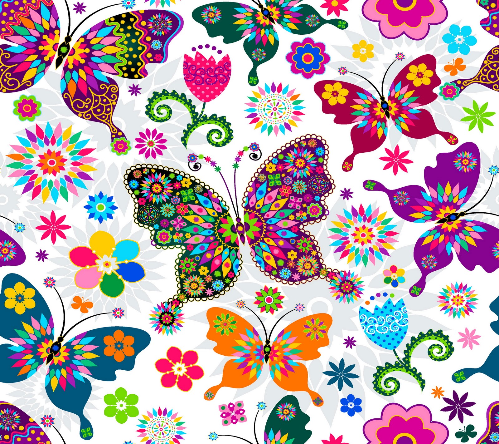 abstract, butterflies, colorful, floral, flowers wallpaper