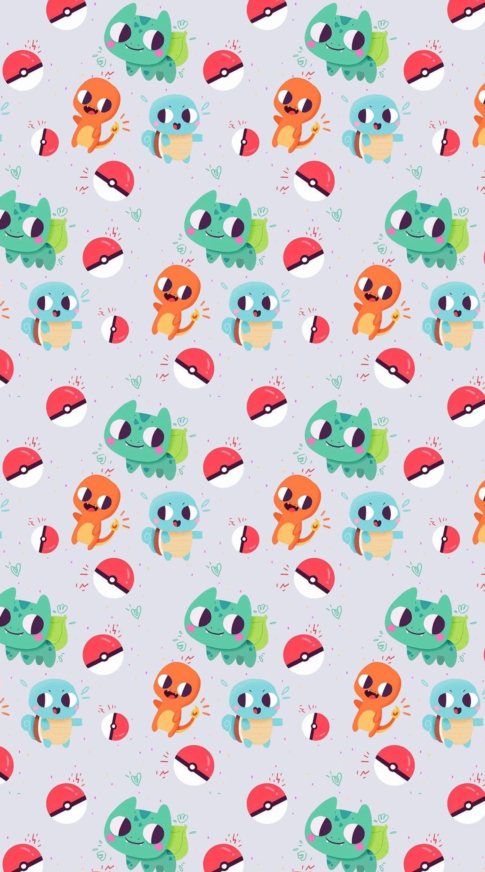 bulbasaur, charmander, pokeballs, pokemon wallpaper