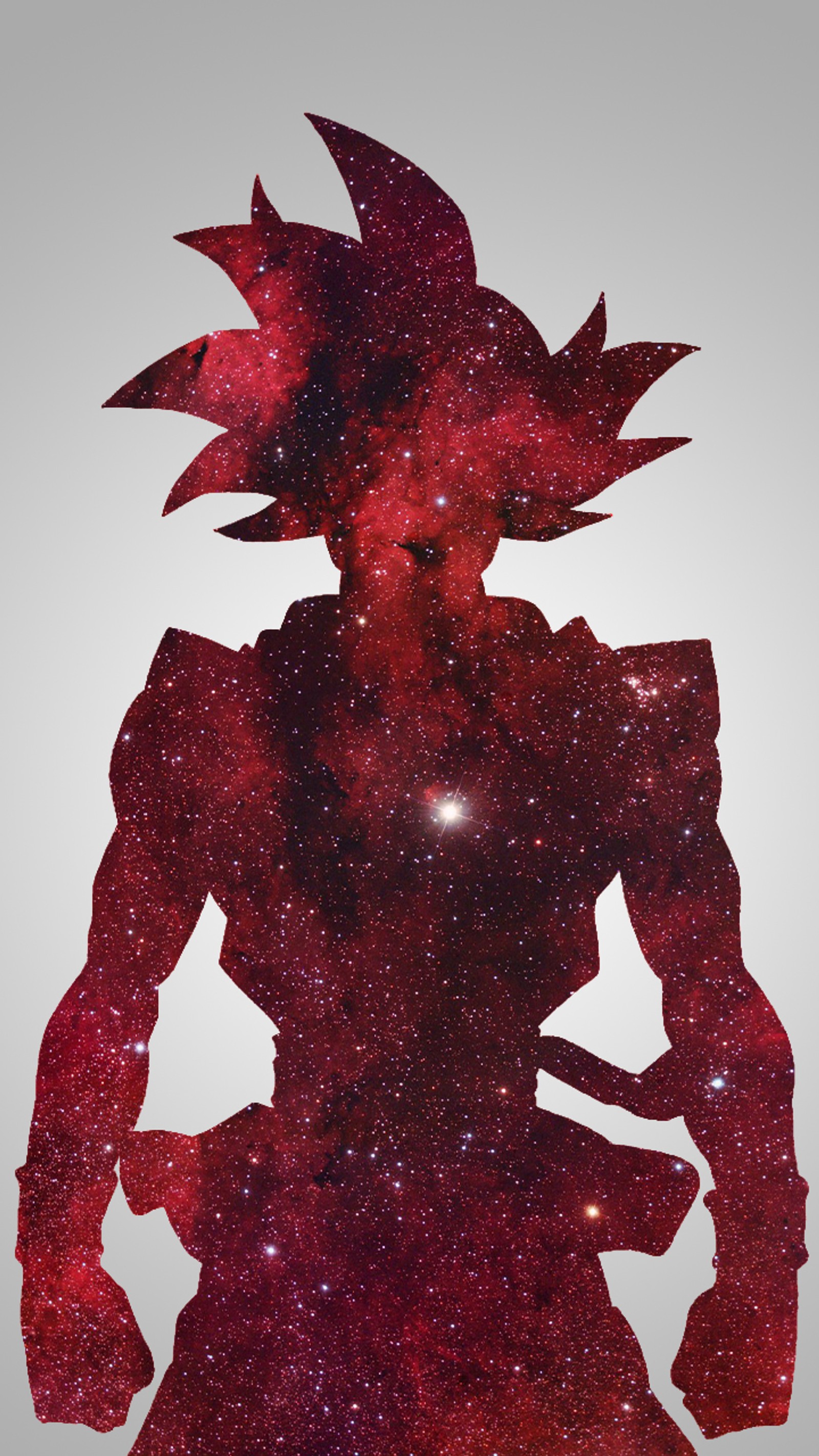 A close up of a person with a red galaxy background (ball, dragon, goku, super)