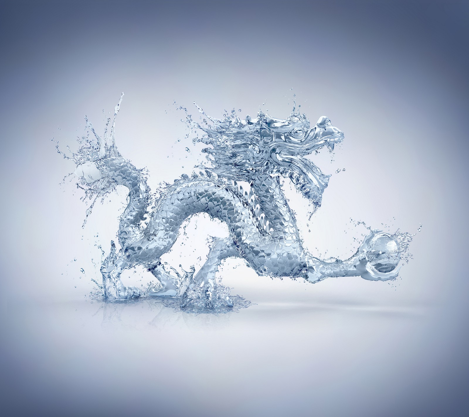 Image arabe d'un dragon aquatique avec un éclaboussement d'eau (dragon, papier peint)