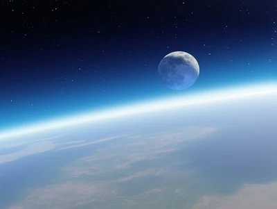 Vista celestial de la Tierra y la Luna desde el espacio