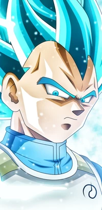 Vegeta na forma Super Saiyajin Azul de Dragon Ball Super