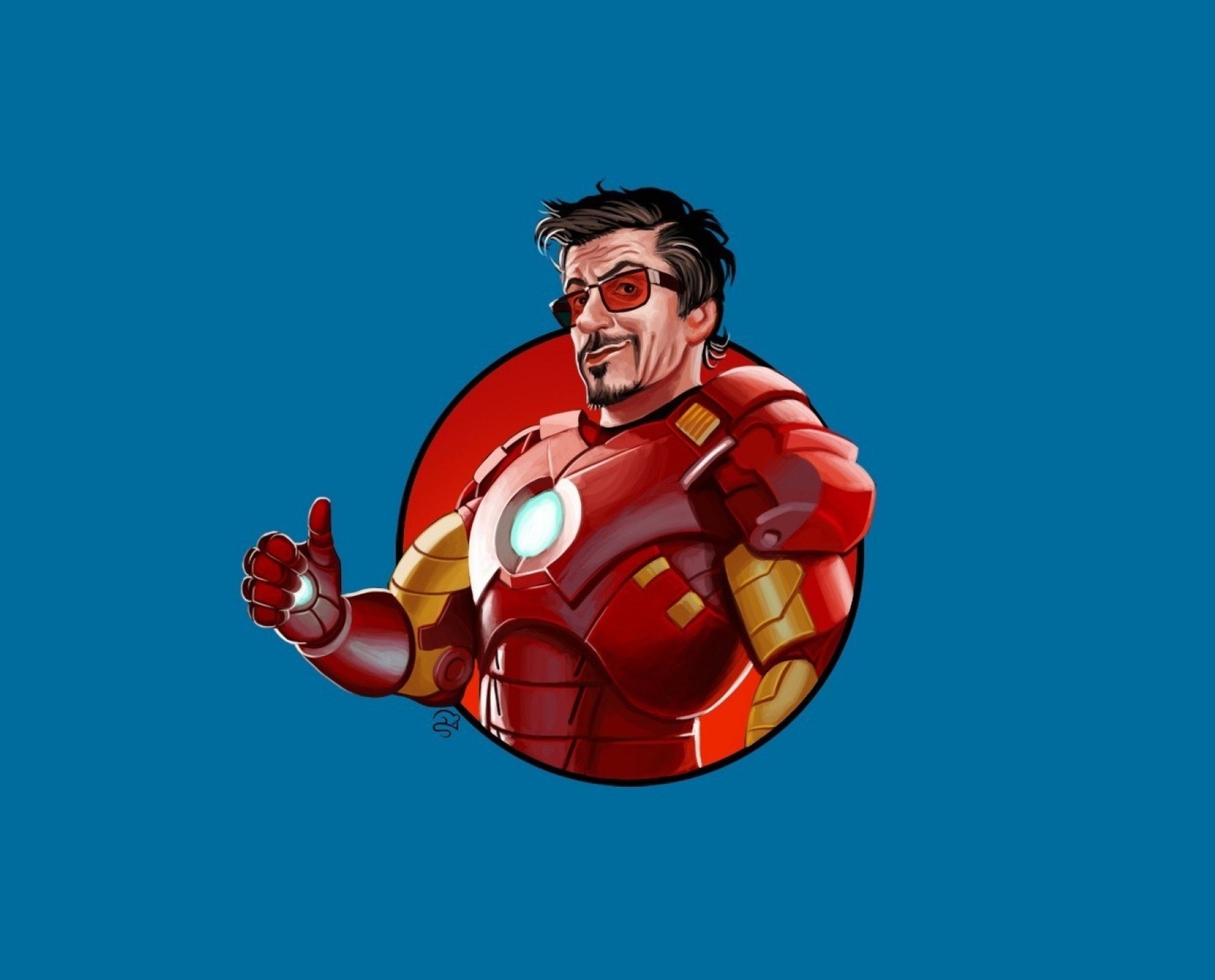 Un primer plano de un iron man de dibujos animados con el pulgar hacia arriba (vengadores, avengers, hierro, hombre, marvel)