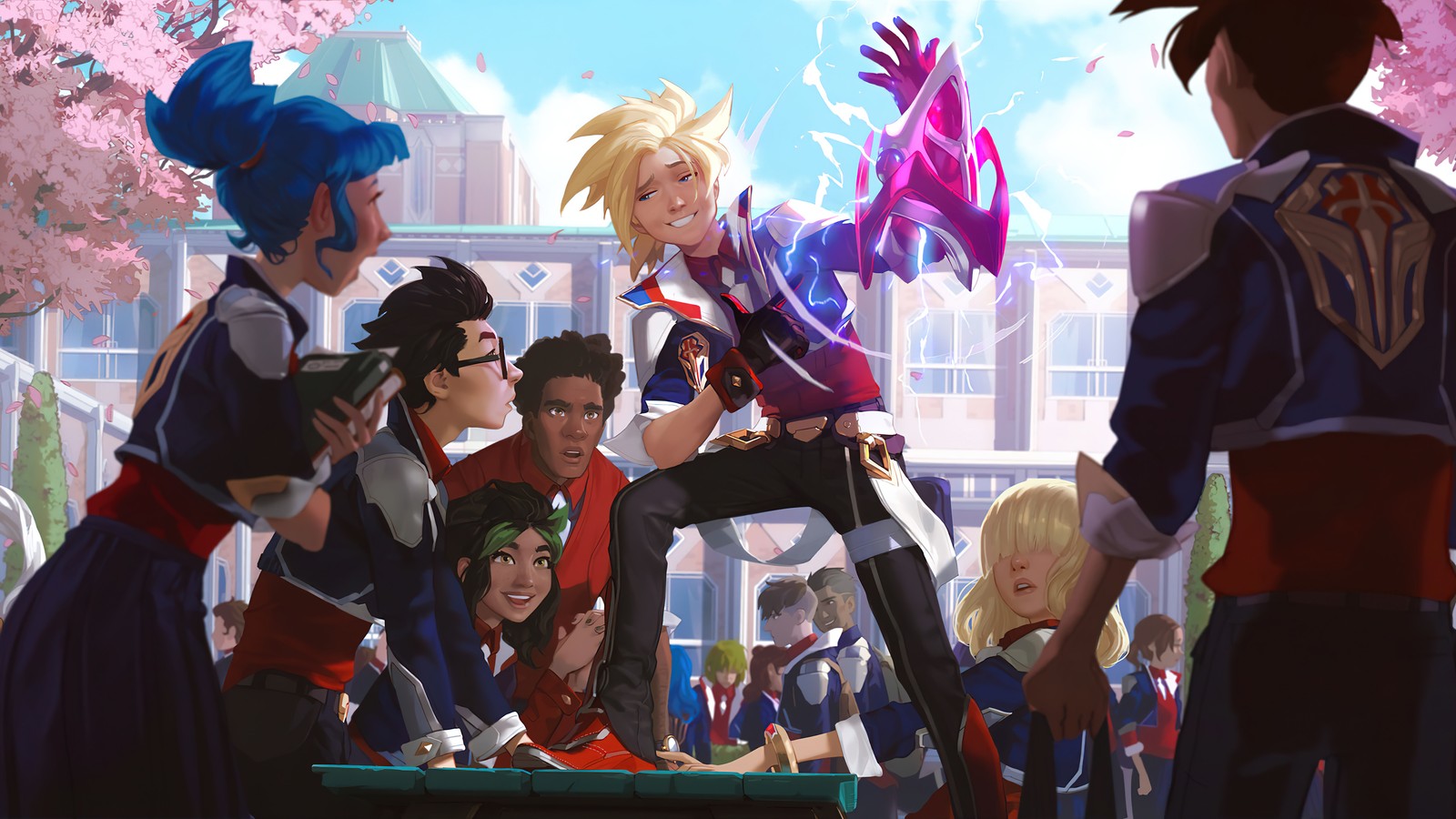 Lade battle academia, ezreal, level 1, legends of runeterra, lor Hintergrund herunter