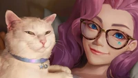 Seraphine with Her Adorable Cat in League of Legends