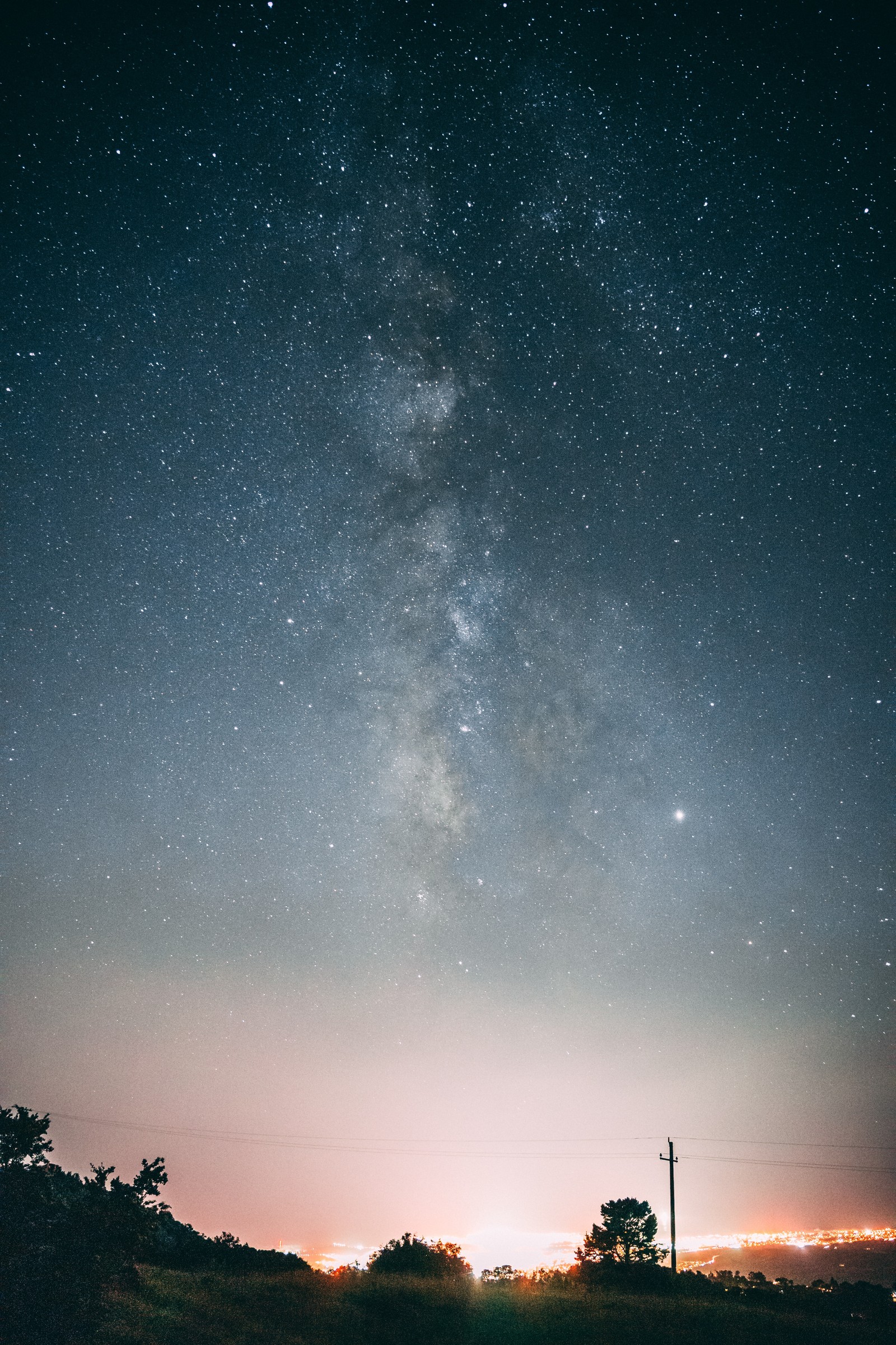 Baixar papel de parede noite, galáxia, horizonte, estrela, objeto astronômico