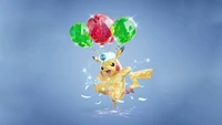 Pikachu en forme Terastal avec des ballons colorés