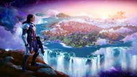 O Atemporal, observando a vibrante paisagem de Fortnite - Capítulo 4, Temporada 1