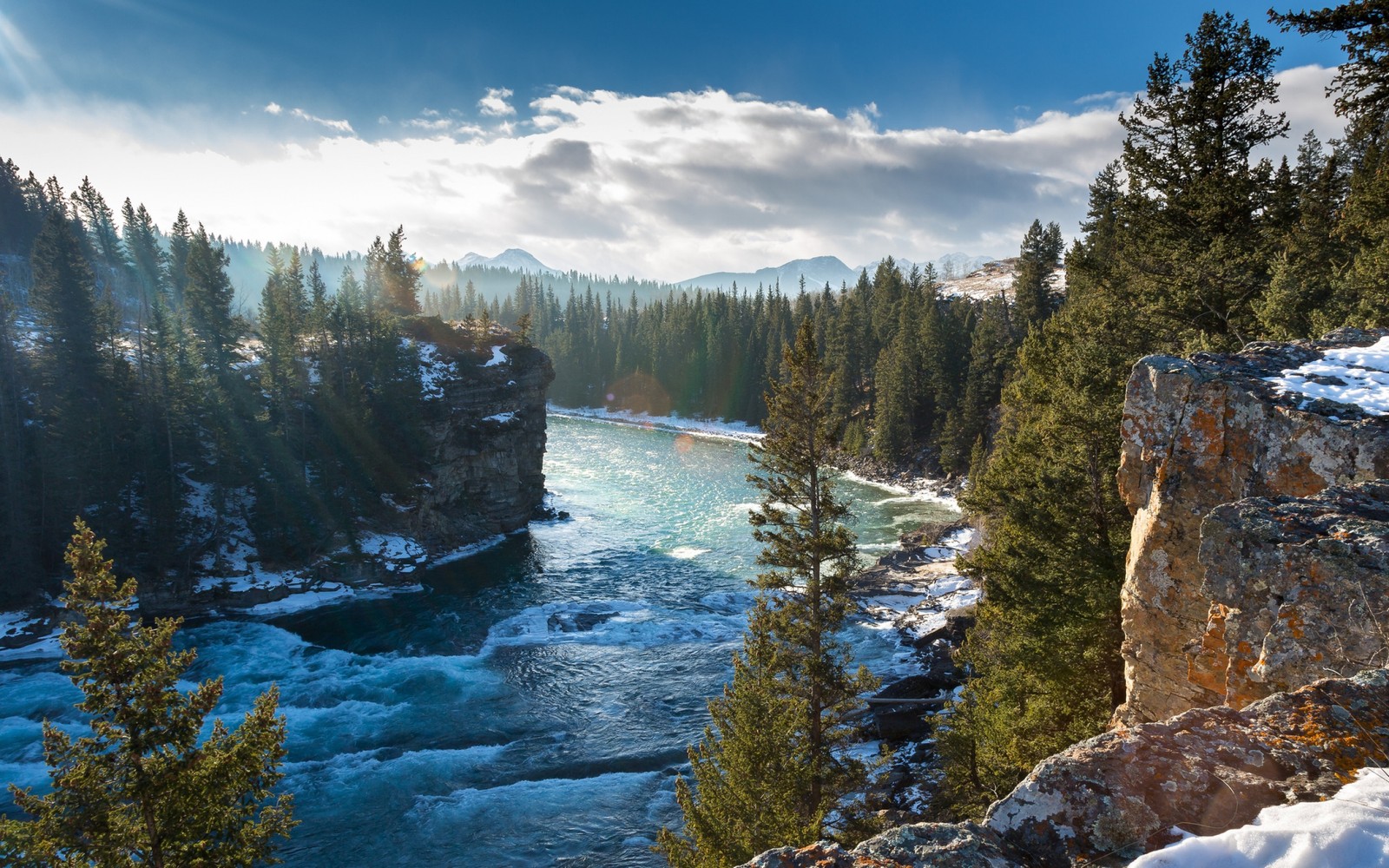 Lade bow river, natur, wildnis, berg, wasser Hintergrund herunter