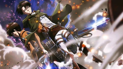 Levi Ackerman y Eren Yeager: Titanes desatados en batalla