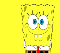 SpongeBob SquarePants alegre com um fundo amarelo brilhante.