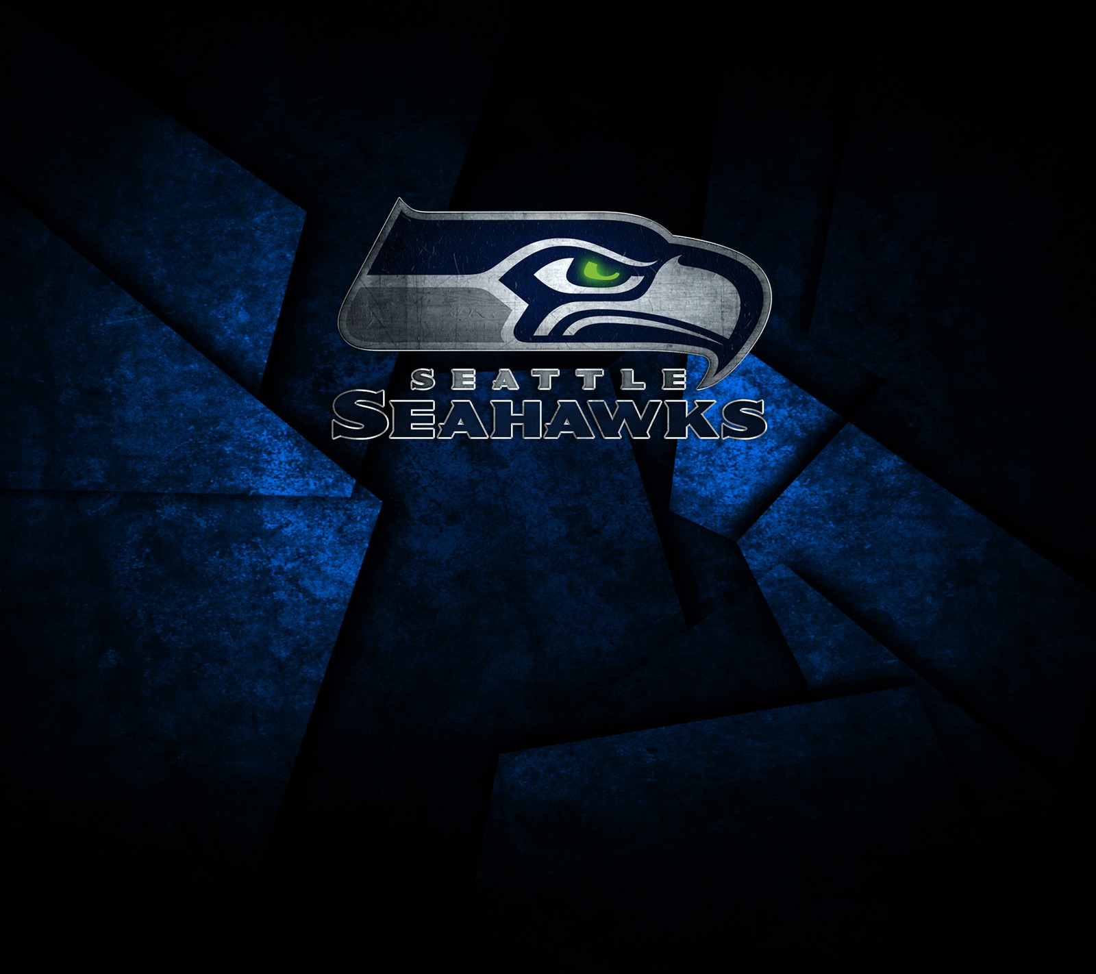 Un gros plan du logo des seattle seahawks sur un fond bleu. (12s, football, go hawks, gohawks, je suis dedans)