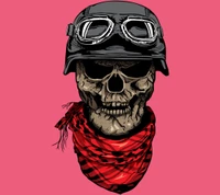 Skull Rider with Helmet and Scarf