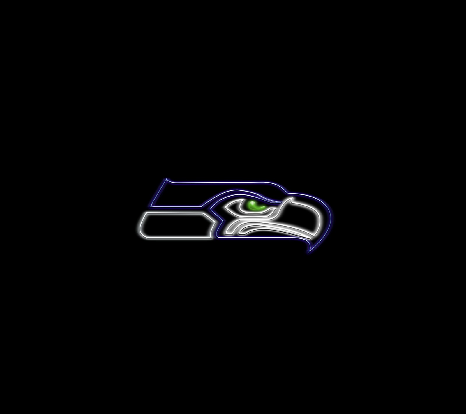 Um close de um logotipo neon do seattle seahawks em um fundo preto (nfl, seahawks, seattle)