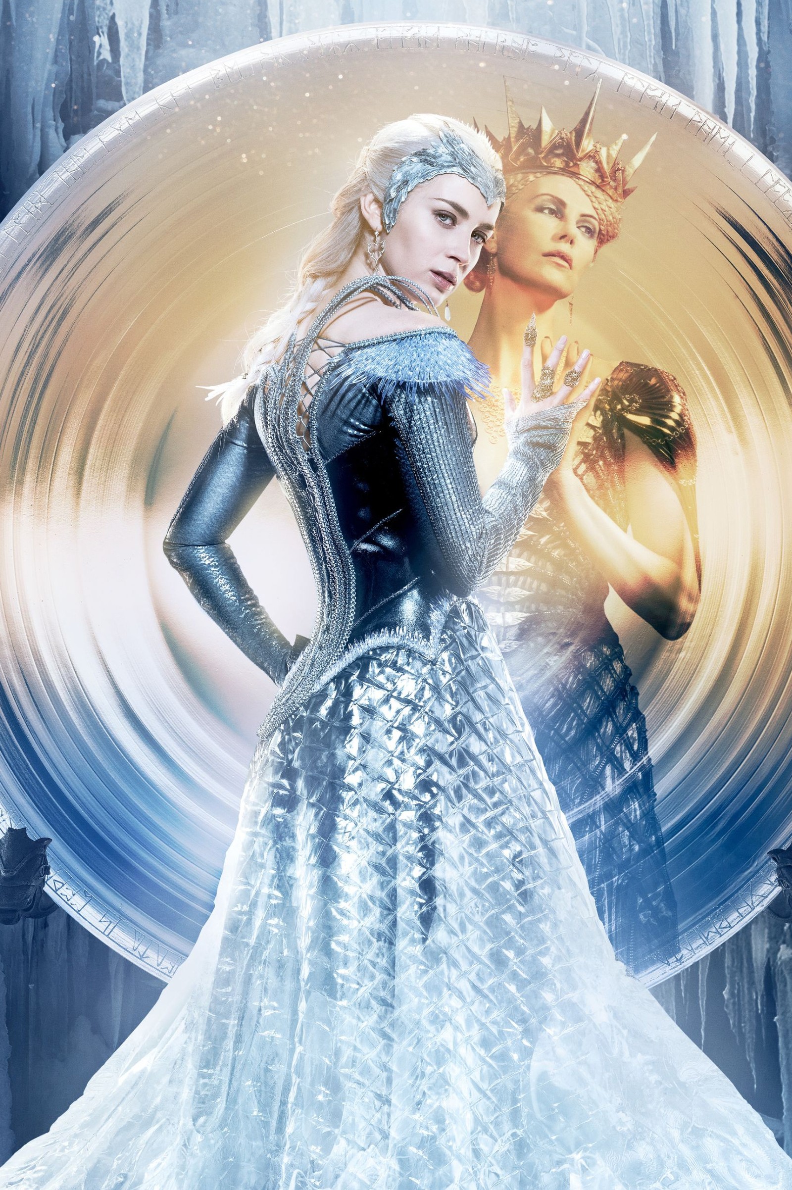 Disney's frozen königin poster mit einer frau in einem blauen kleid (übel, eis, queen, subbu, der jäger)