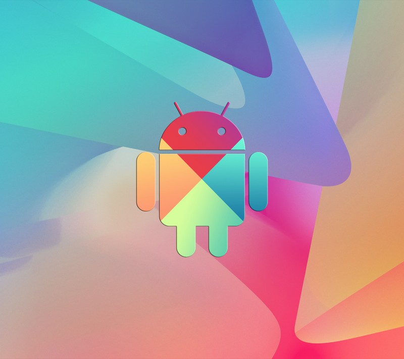 Близкий план цветного логотипа android на цветном фоне (android, камуфляж, дроид, google, логотип)