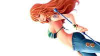 Nami de One Piece : Navigatrice confiante avec un bâton météorologique