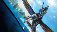 Jake Sully Riding a Flying Creature in Avatar: The Way of Water