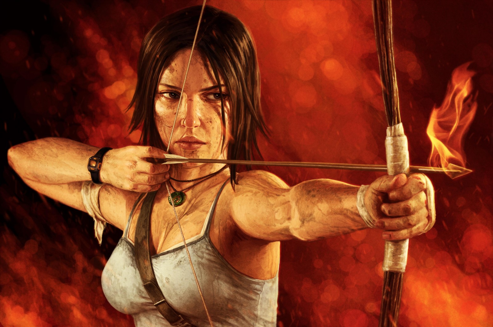 illustration, lara croft, tomb raider, art, arrow wallpaper