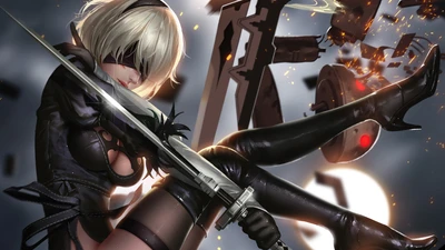 nier автоматы, nier automata, видеоигра, ёрха 2б, йорха 2 тип b