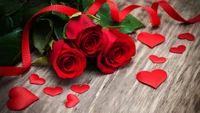 Passionate Red Roses with Heart Accents for Valentine's Day