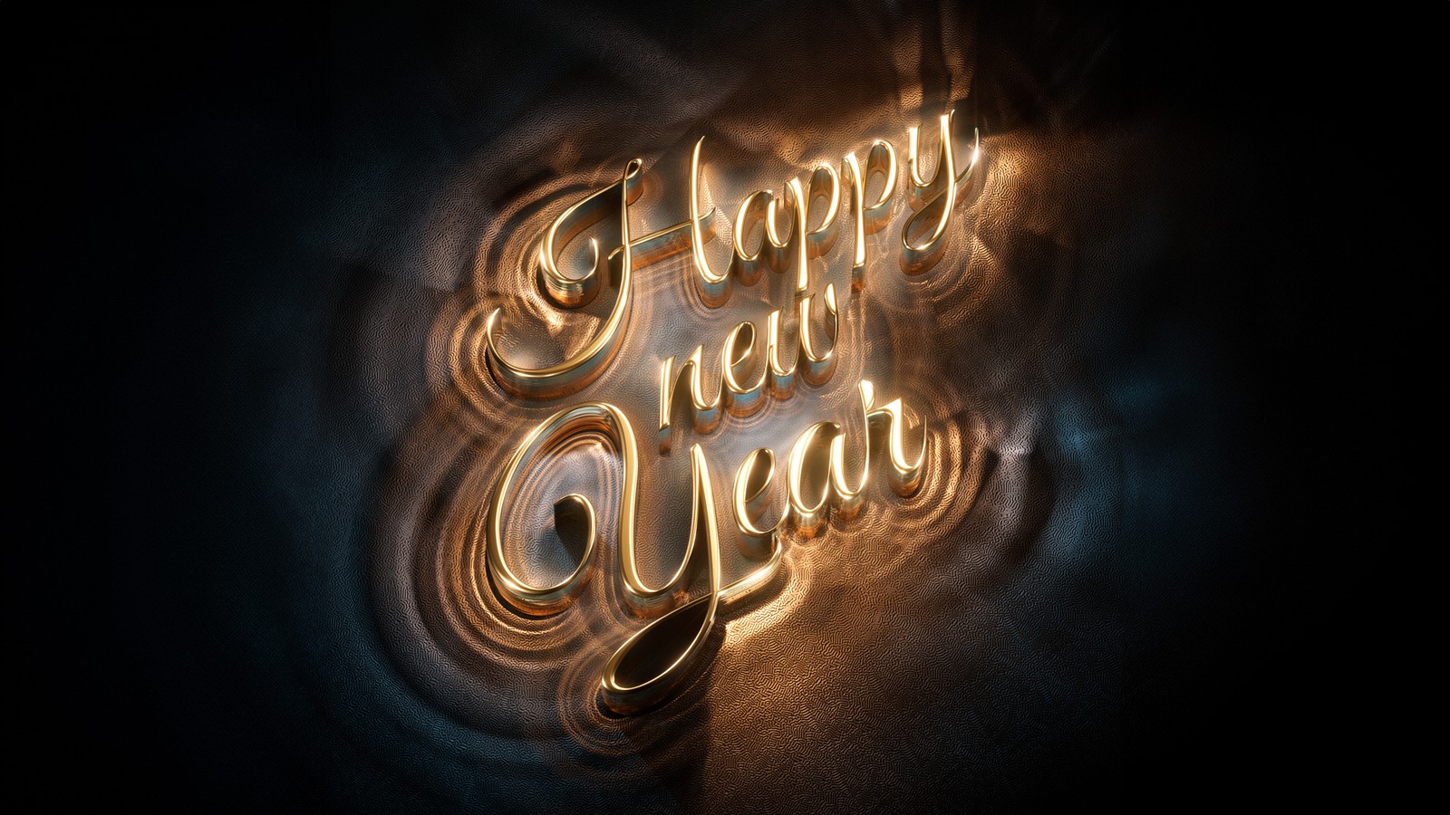 Un primer plano de un letrero que dice feliz año nuevo (feliz año nuevo, tipografía 3d, fondo oscuro, tipografía, texto 3d)