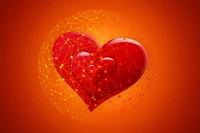 love hearts, red hearts, red background, 5k, love wallpaper