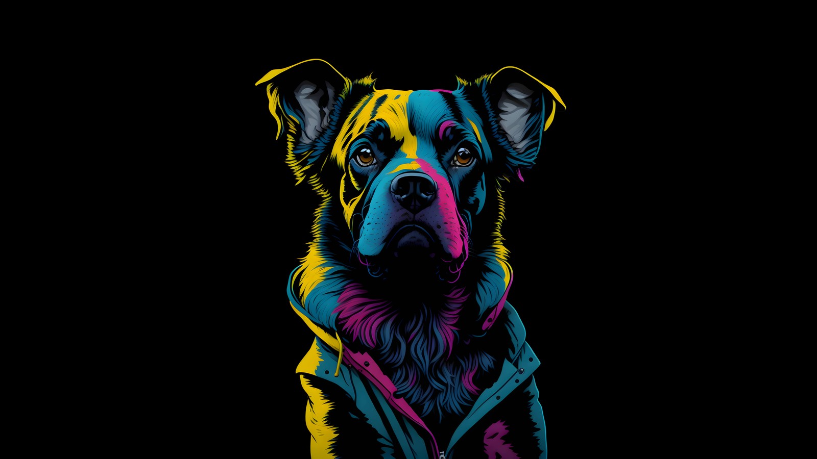 Lade hund, digitale kunst, amoled, 10k, schwarzer hintergrund herunter